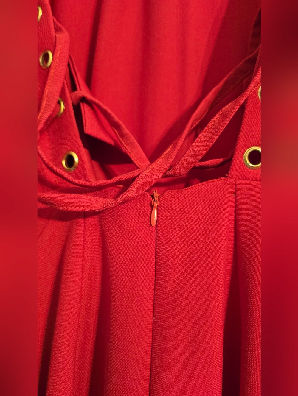 Grass-Fields Red Ruffle Cold-Shoulder High low corset dress Size 8 - Picture 9 of 15